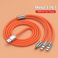 MULTICOLOR 3-İN-1 120W 6A USB TO TYPE-C,MİCRO,İPHONE ŞARJ U-219